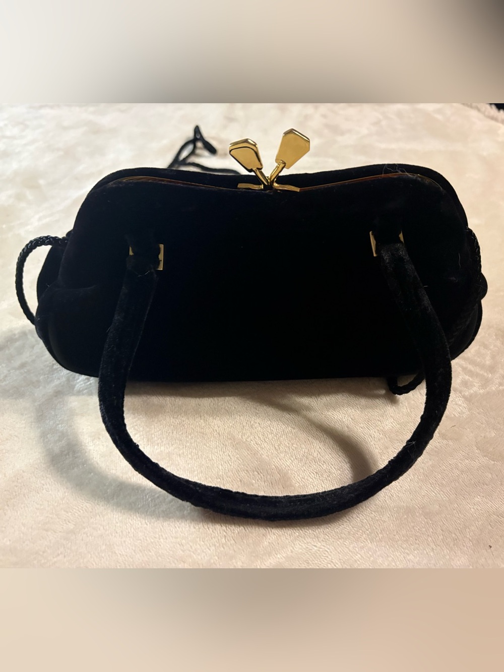 Valerie Stevens Black Velvet Clutch with Gold Frame